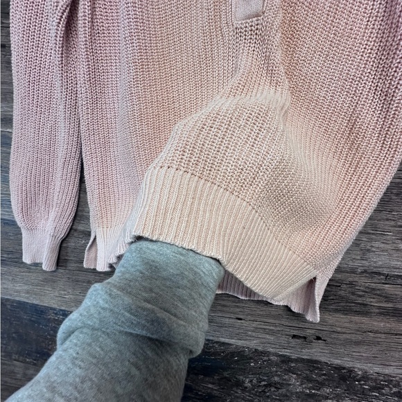 LOFT Pink V-Neck Sweater with Relaxed Fit and Soft Texture - Picture 3 of 6